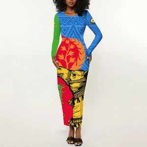 Eritrea Independence Day 2024 Long Sleeve Bodycon Dress Eritrean Camel African Pattern