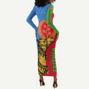 Eritrea Independence Day 2024 Long Sleeve Bodycon Dress Eritrean Camel African Pattern