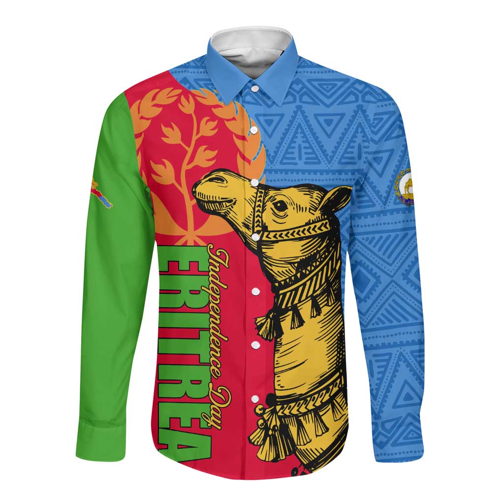 Eritrea Independence Day 2024 Long Sleeve Button Shirt Eritrean Camel African Pattern
