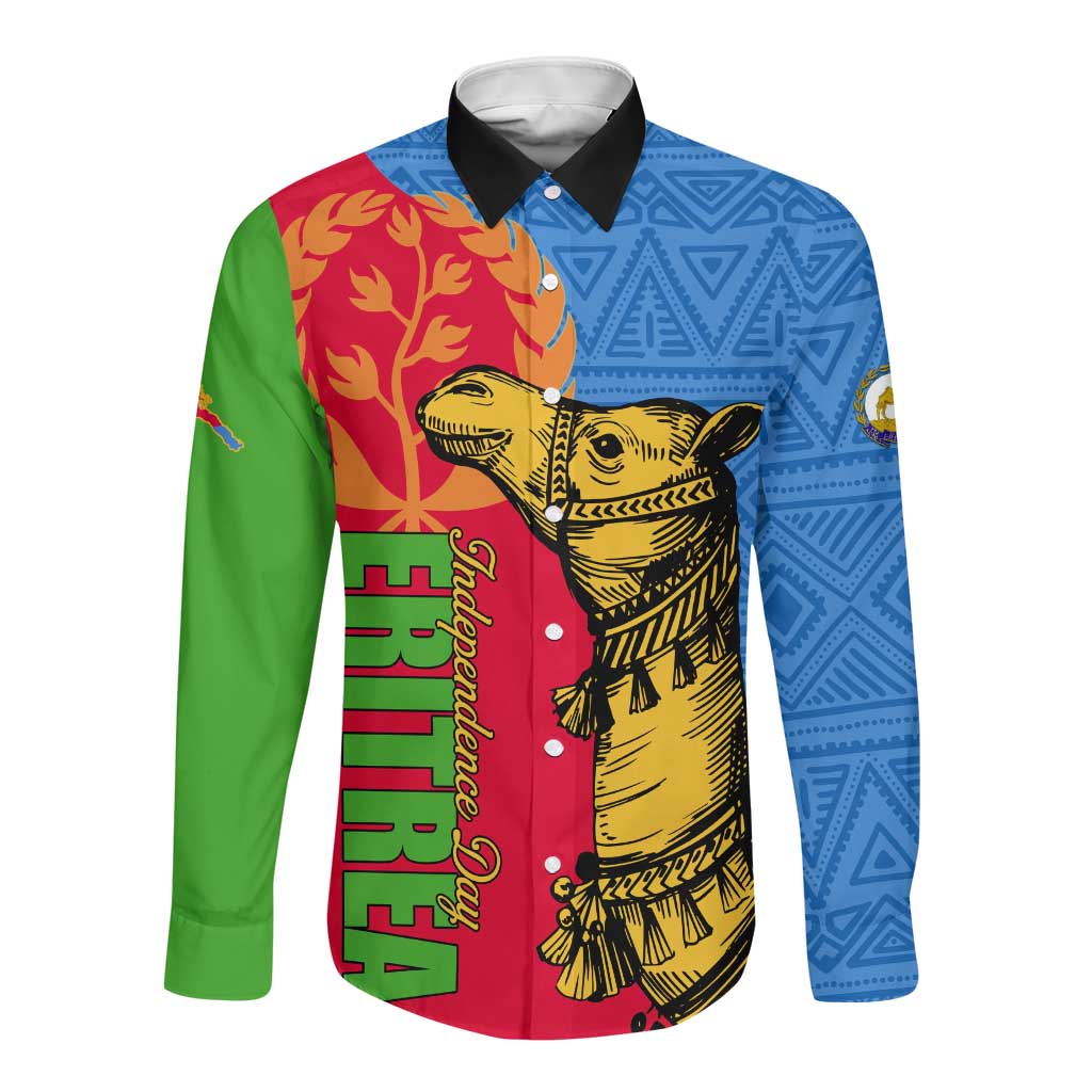 Eritrea Independence Day 2024 Long Sleeve Button Shirt Eritrean Camel African Pattern