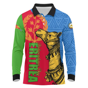 Eritrea Independence Day 2024 Long Sleeve Polo Shirt Eritrean Camel African Pattern