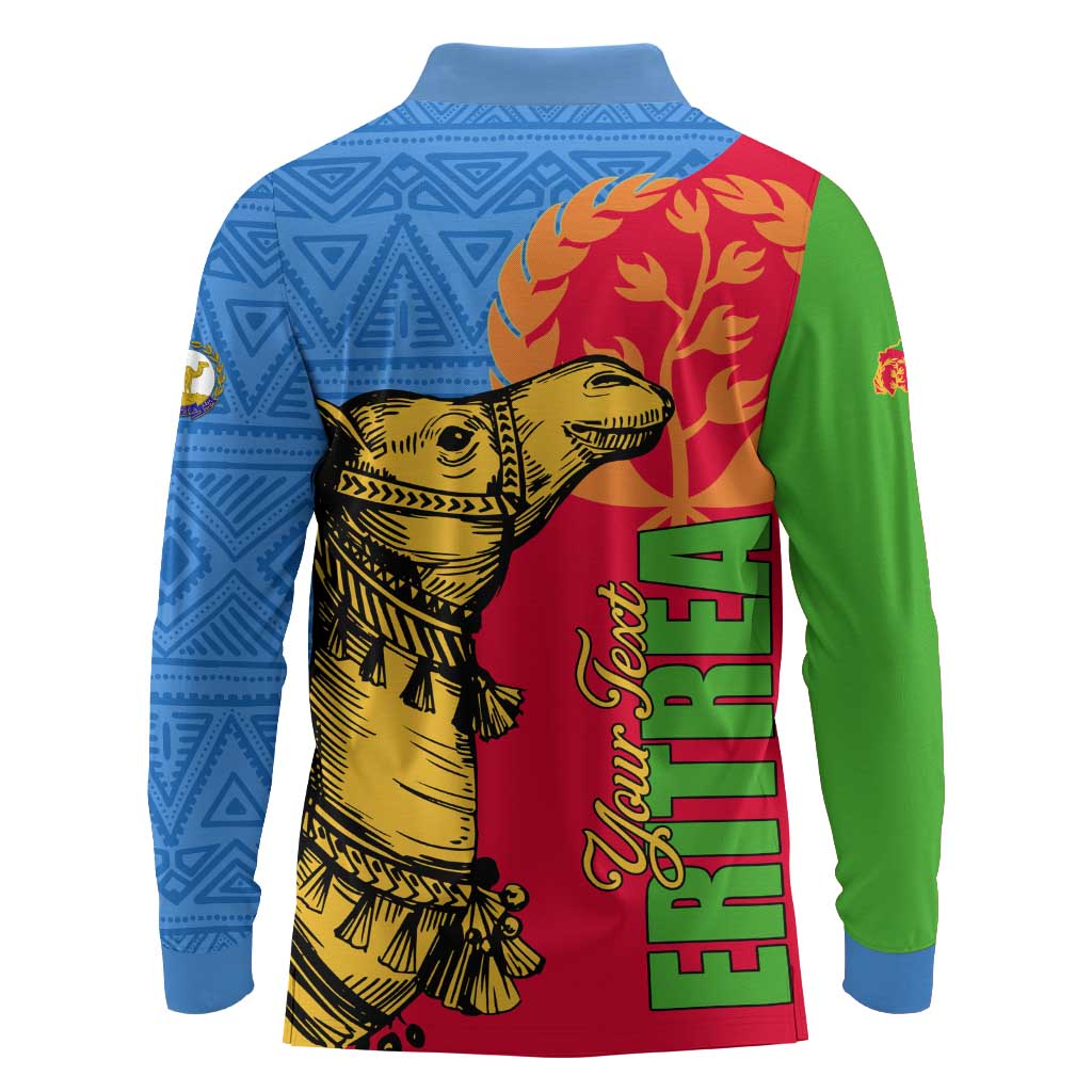 Eritrea Independence Day 2024 Long Sleeve Polo Shirt Eritrean Camel African Pattern