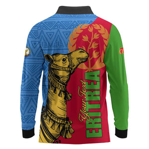 Eritrea Independence Day 2024 Long Sleeve Polo Shirt Eritrean Camel African Pattern