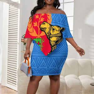 Eritrea Independence Day 2024 Off Shoulder Short Dress Eritrean Camel African Pattern LT01