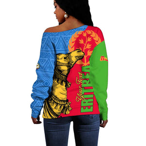 Eritrea Independence Day 2024 Off Shoulder Sweater Eritrean Camel African Pattern