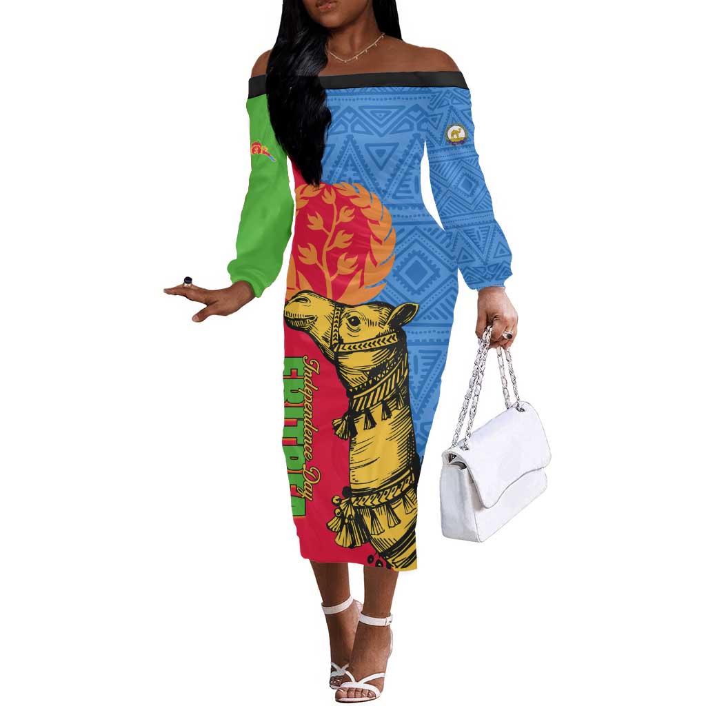 Eritrea Independence Day 2024 Off The Shoulder Long Sleeve Dress Eritrean Camel African Pattern