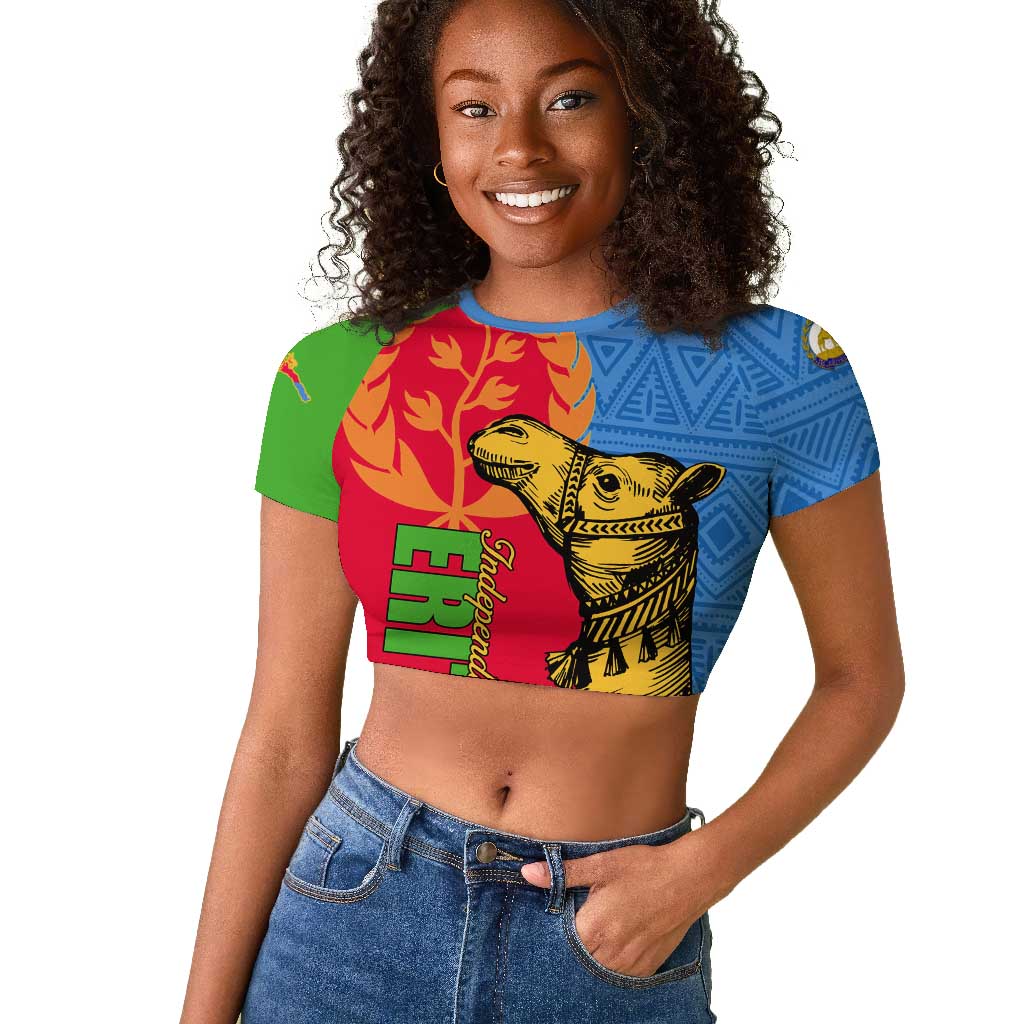 Eritrea Independence Day 2024 Raglan Cropped T shirt Eritrean Camel African Pattern