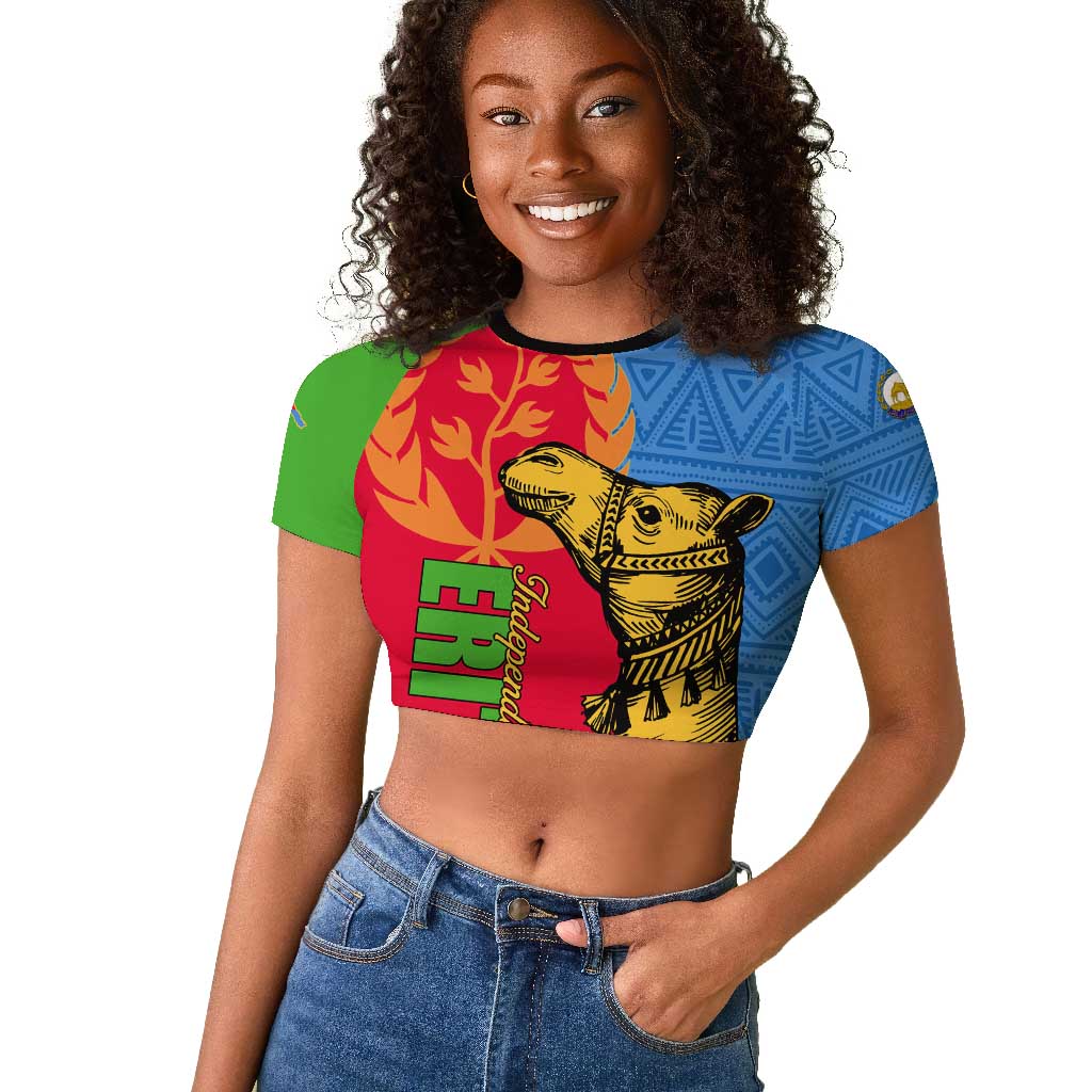 Eritrea Independence Day 2024 Raglan Cropped T shirt Eritrean Camel African Pattern