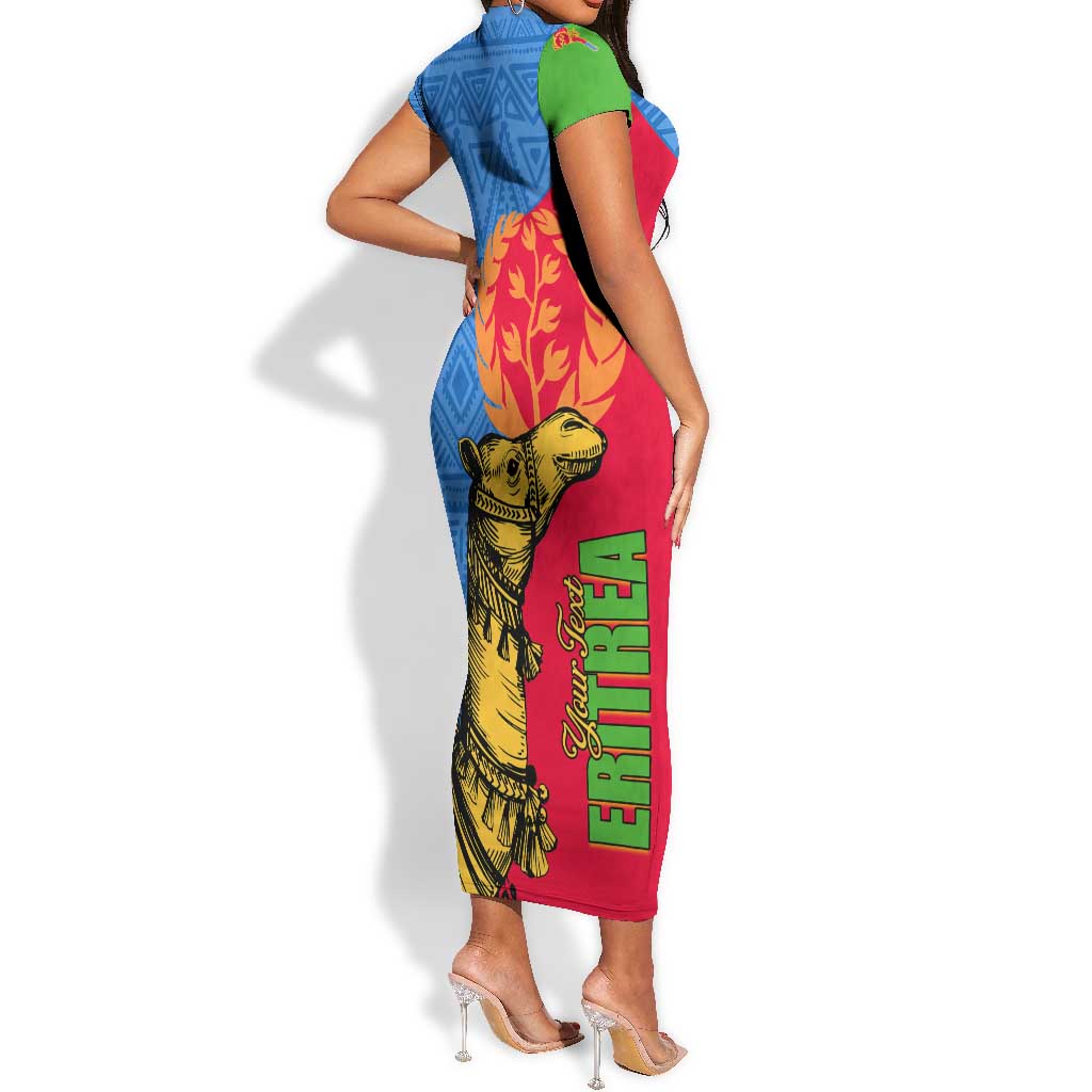 Eritrea Independence Day 2024 Short Sleeve Bodycon Dress Eritrean Camel African Pattern LT01