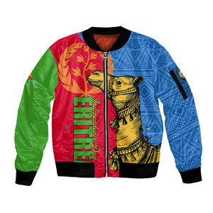 Eritrea Independence Day 2024 Sleeve Zip Bomber Jacket Eritrean Camel African Pattern