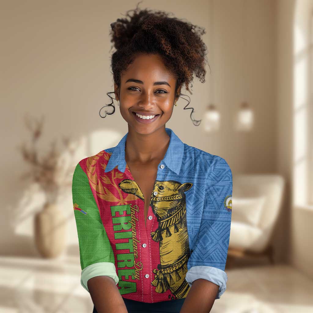 Eritrea Independence Day 2024 Women Casual Shirt Eritrean Camel African Pattern LT01