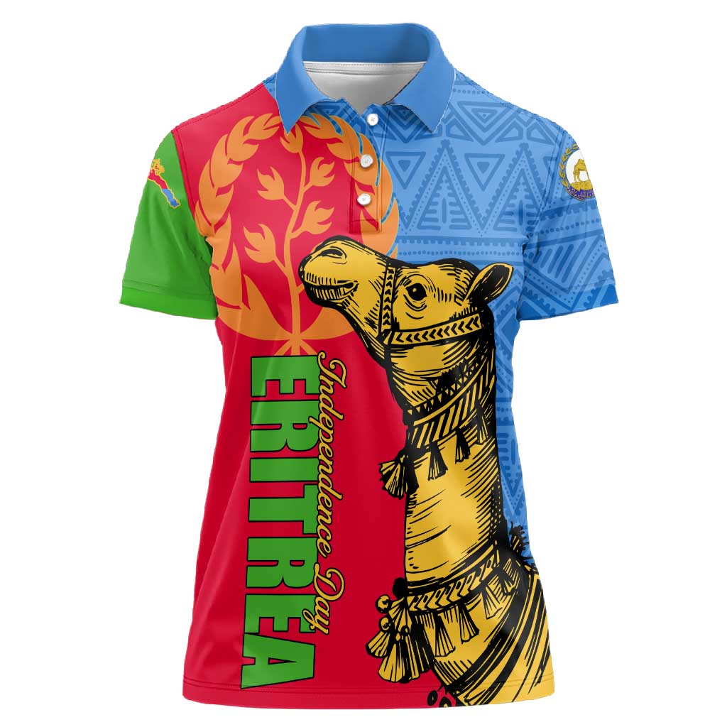 Eritrea Independence Day 2024 Women Polo Shirt Eritrean Camel African Pattern