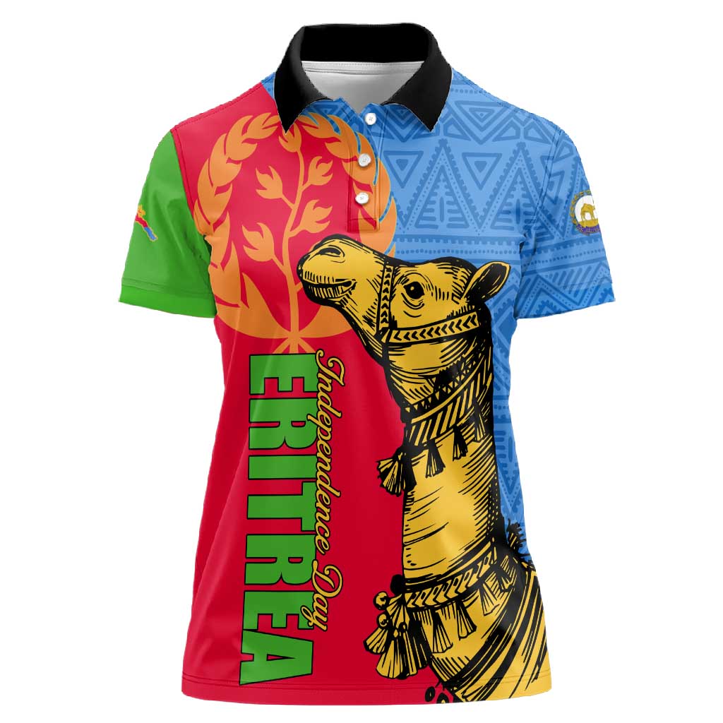 Eritrea Independence Day 2024 Women Polo Shirt Eritrean Camel African Pattern