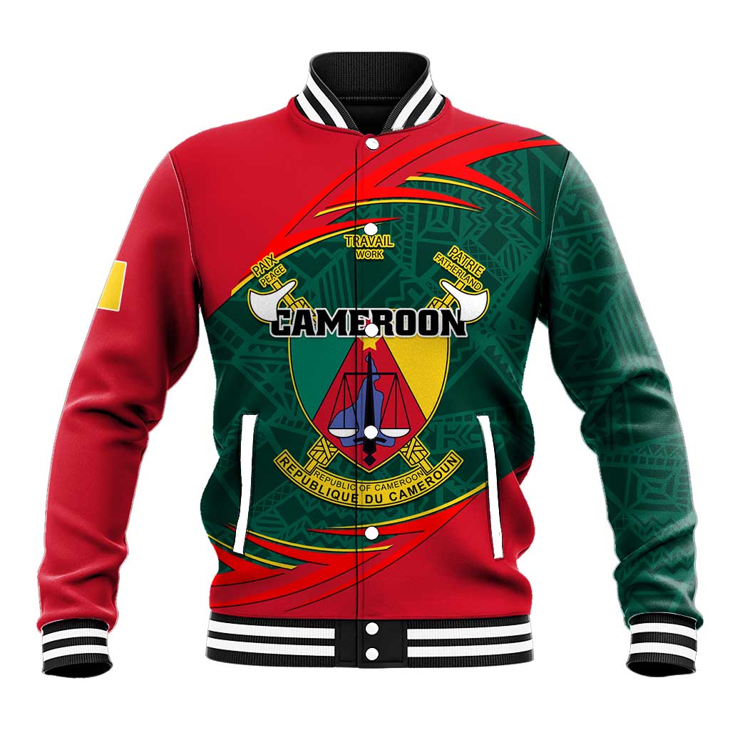 Personalized Cameroon Baseball Jacket with Cameroun Coat of Arms and African Pattern LT01