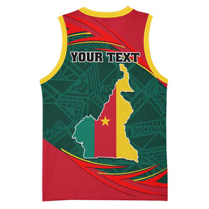 Personalized Cameroon Basketball Jersey with Cameroun Coat of Arms and African Pattern LT01