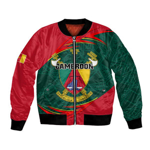 Personalized Cameroon Bomber Jacket with Cameroun Coat of Arms and African Pattern