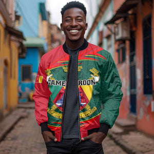 Personalized Cameroon Bomber Jacket with Cameroun Coat of Arms and African Pattern