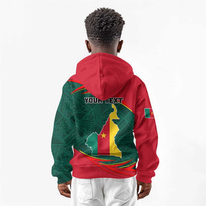Personalized Cameroon Kid Hoodie with Cameroun Coat of Arms and African Pattern