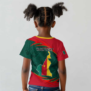 Personalized Cameroon Kid T shirt with Cameroun Coat of Arms and African Pattern