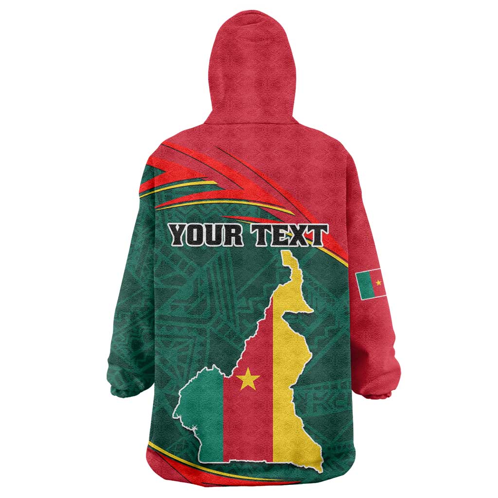 Personalized Cameroon KId Wearable Blanket Hoodie with Cameroun Coat of Arms and African Pattern