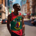 Personalized Cameroon Men Tank Top with Cameroun Coat of Arms and African Pattern
