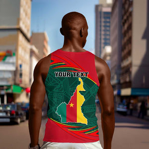 Personalized Cameroon Men Tank Top with Cameroun Coat of Arms and African Pattern