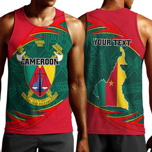 Personalized Cameroon Men Tank Top with Cameroun Coat of Arms and African Pattern