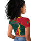 Personalized Cameroon Raglan Cropped T shirt with Cameroun Coat of Arms and African Pattern