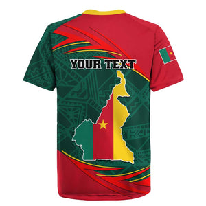 Personalized Cameroon Rugby Jersey with Cameroun Coat of Arms and African Pattern