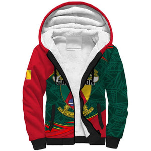 Personalized Cameroon Sherpa Hoodie with Cameroun Coat of Arms and African Pattern