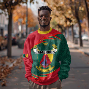 Personalized Cameroon Sweatshirt with Cameroun Coat of Arms and African Pattern