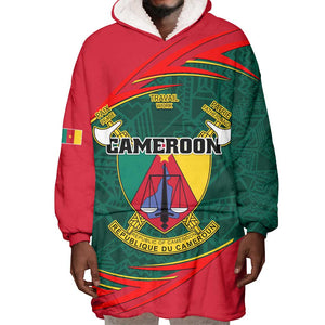 Personalized Cameroon Wearable Blanket Hoodie with Cameroun Coat of Arms and African Pattern