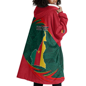 Personalized Cameroon Wearable Blanket Hoodie with Cameroun Coat of Arms and African Pattern