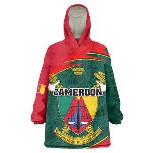 Personalized Cameroon Wearable Blanket Hoodie with Cameroun Coat of Arms and African Pattern