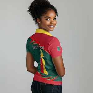 Personalized Cameroon Women Polo Shirt with Cameroun Coat of Arms and African Pattern LT01