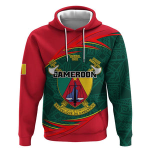 Personalized Cameroon Zip Hoodie with Cameroun Coat of Arms and African Pattern