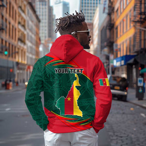 Personalized Cameroon Zip Hoodie with Cameroun Coat of Arms and African Pattern