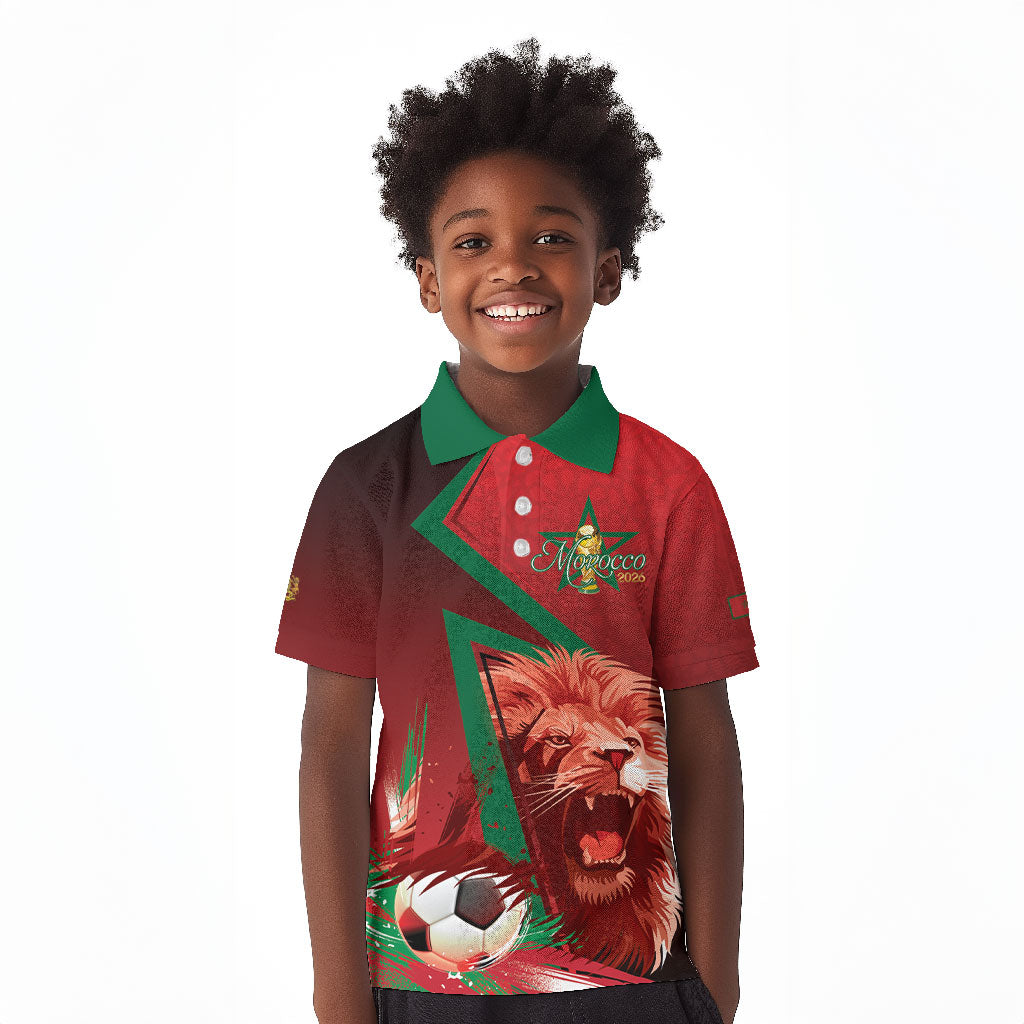 Custom Morocco 2026 World Football Kid Polo Shirt Together for One Goal Champions