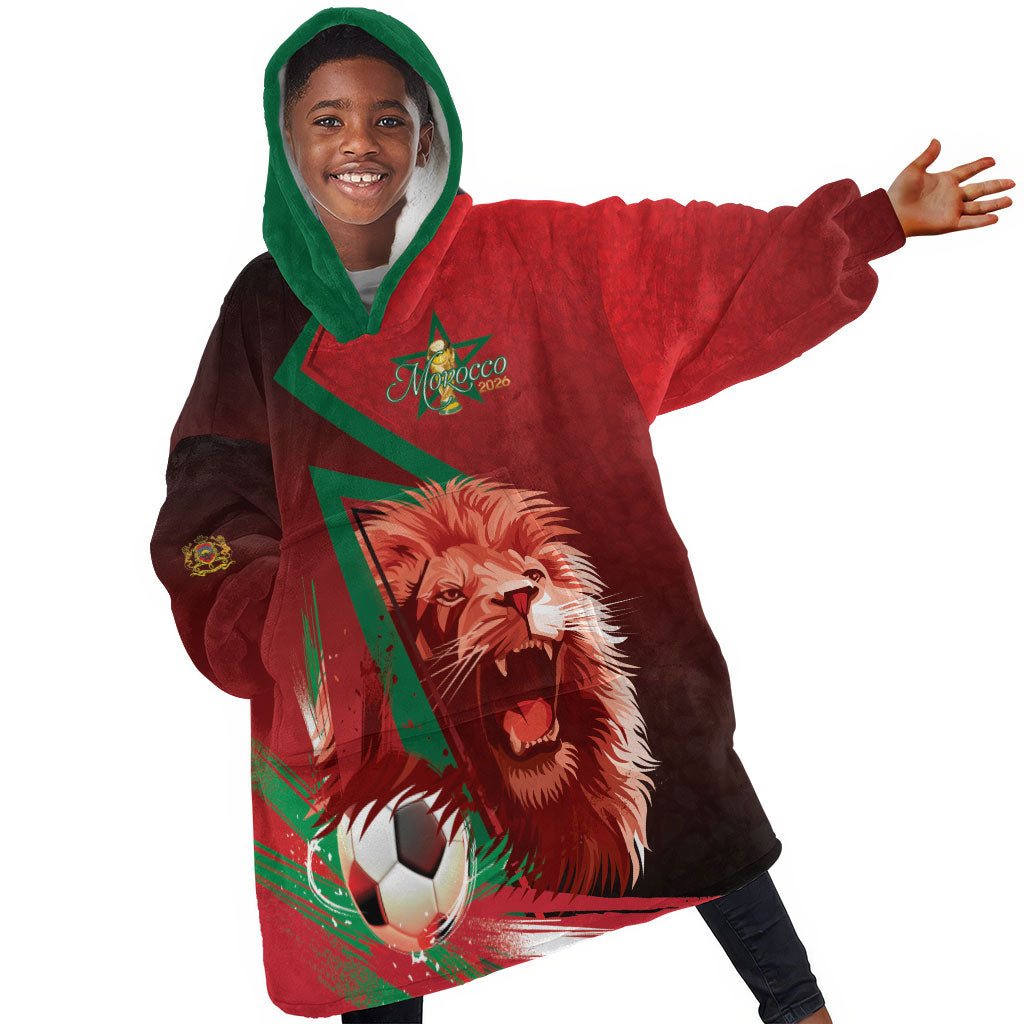 Custom Morocco 2026 World Football Kid Wearable Blanket Hoodie Together for One Goal Champions