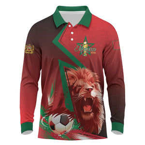 Custom Morocco 2026 World Football Long Sleeve Polo Shirt Together for One Goal Champions