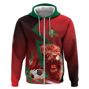 Custom Morocco 2026 World Football Zip Hoodie Together for One Goal Champions