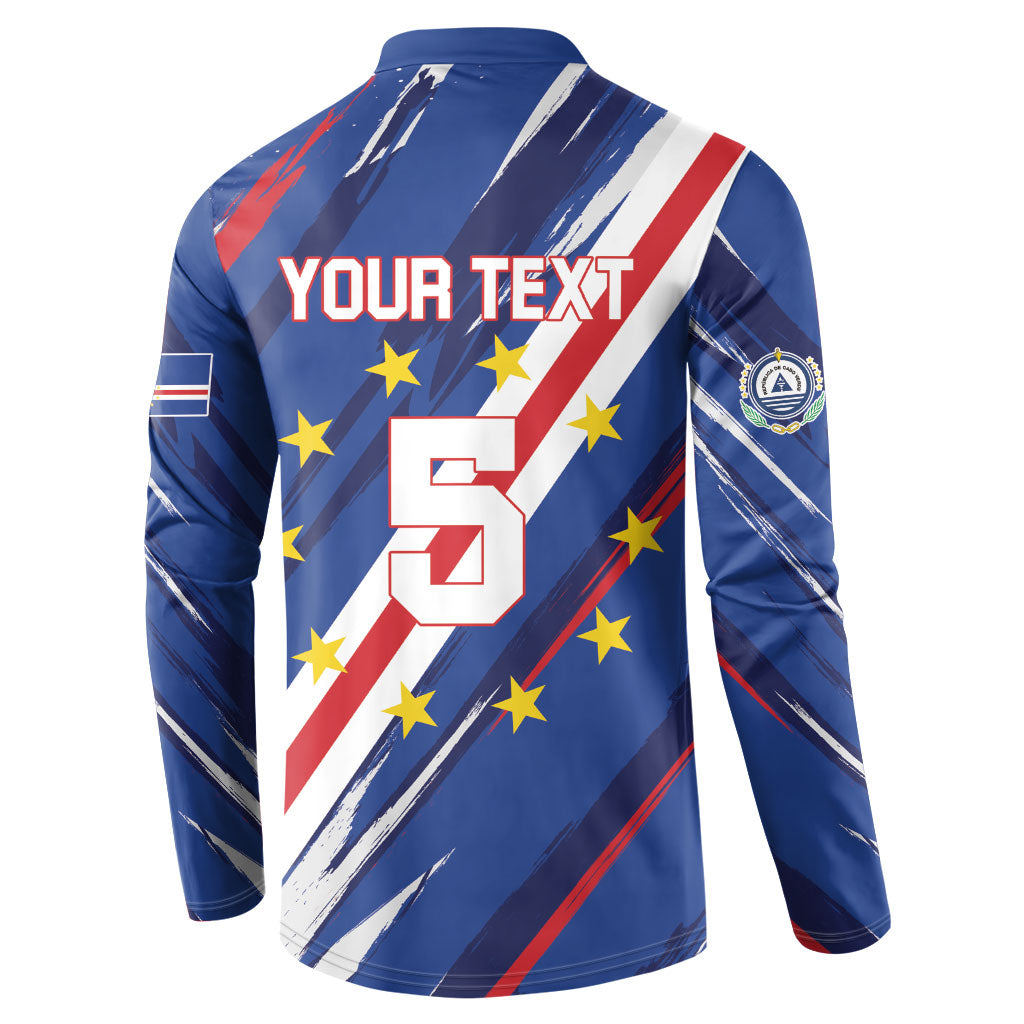 Custom World Football 2026 Cabo Verde Button Sweatshirt Tubaroes Azuis Victory