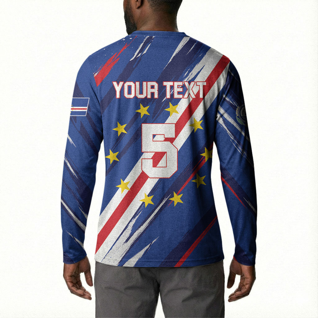 Custom World Football 2026 Cabo Verde Button Sweatshirt Tubaroes Azuis Victory