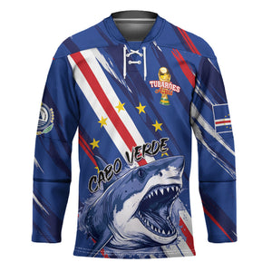 Custom World Football 2026 Cabo Verde Hockey Jersey Tubaroes Azuis Victory