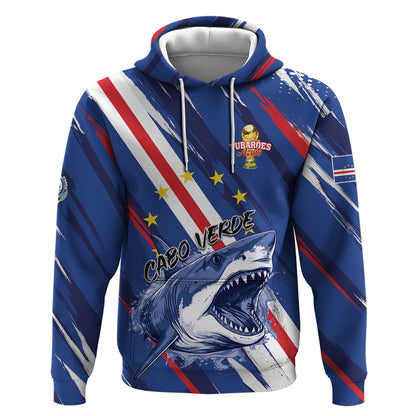 Custom World Football 2026 Cabo Verde Hoodie Tubaroes Azuis Victory