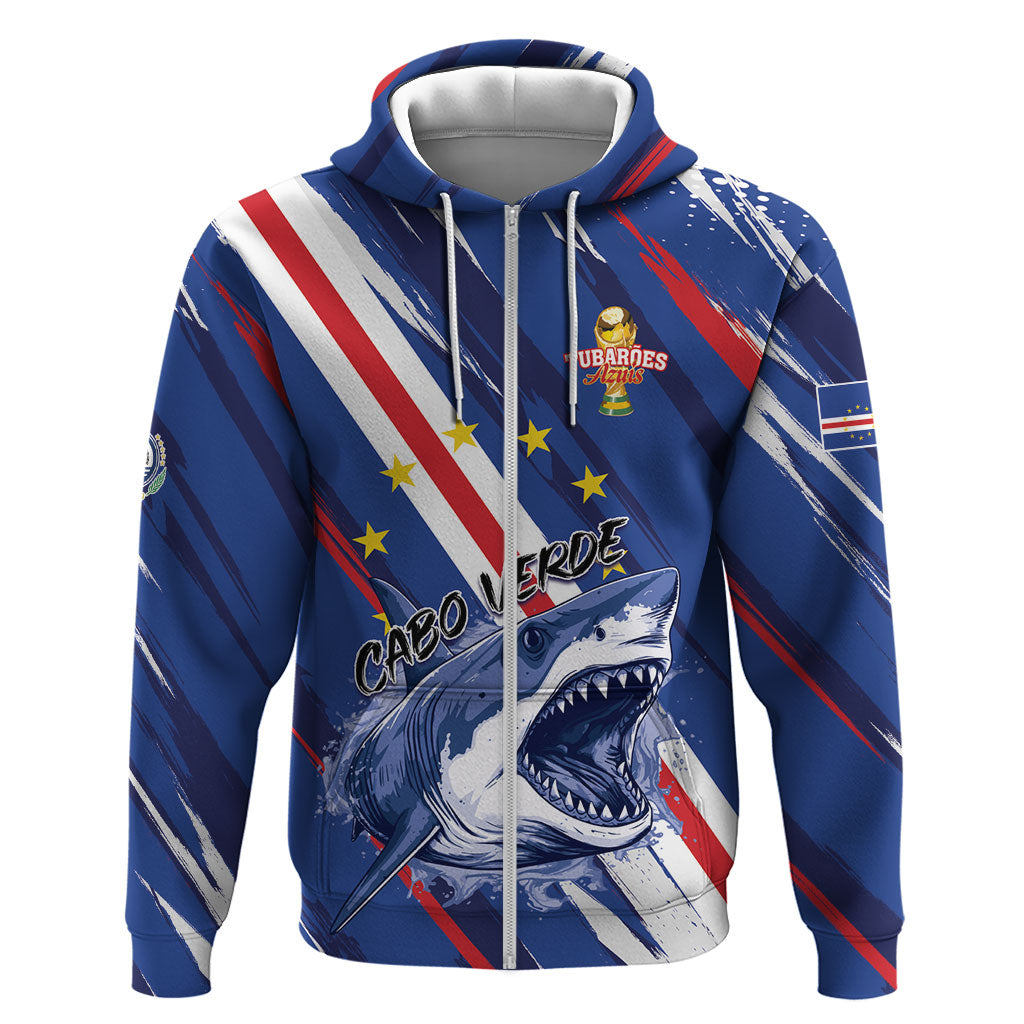 Custom World Football 2026 Cabo Verde Hoodie Tubaroes Azuis Victory