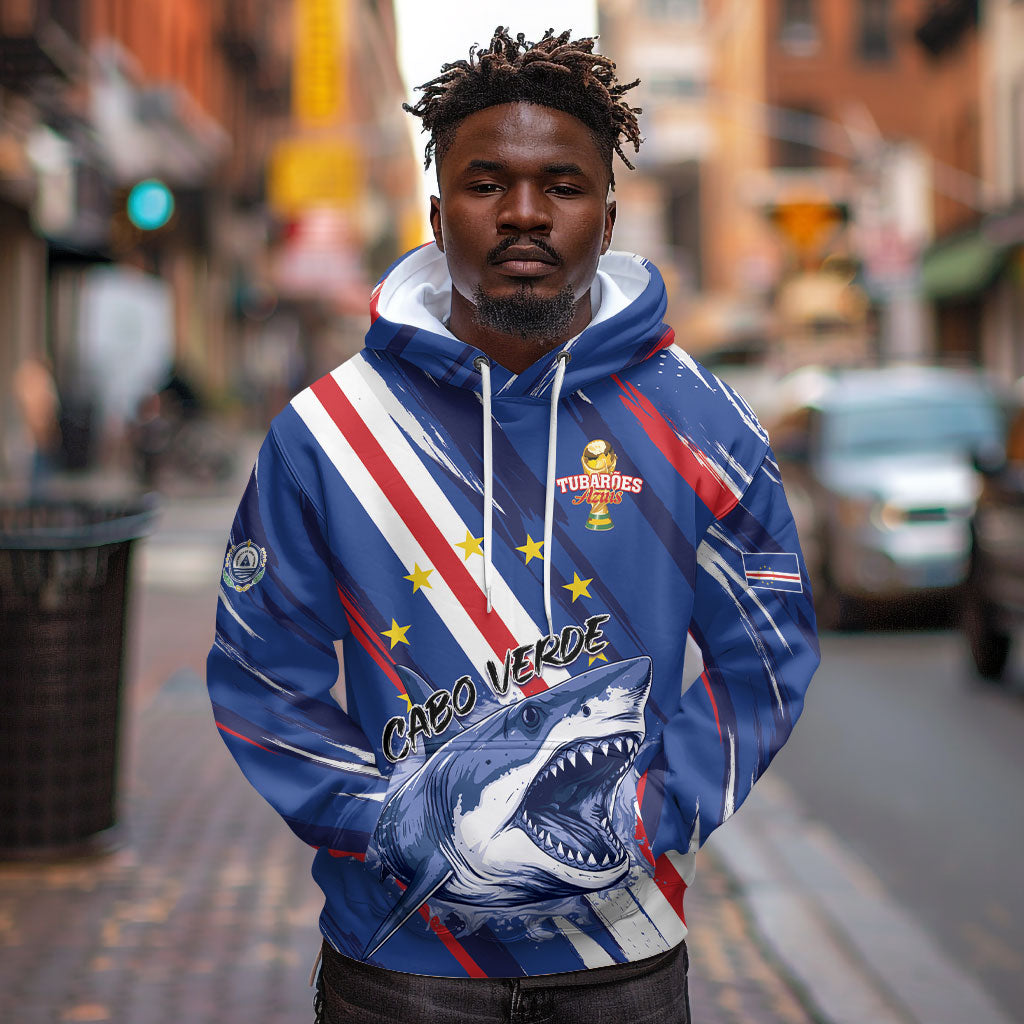 Custom World Football 2026 Cabo Verde Hoodie Tubaroes Azuis Victory