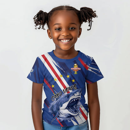 Custom World Football 2026 Cabo Verde Kid T shirt Tubaroes Azuis Victory