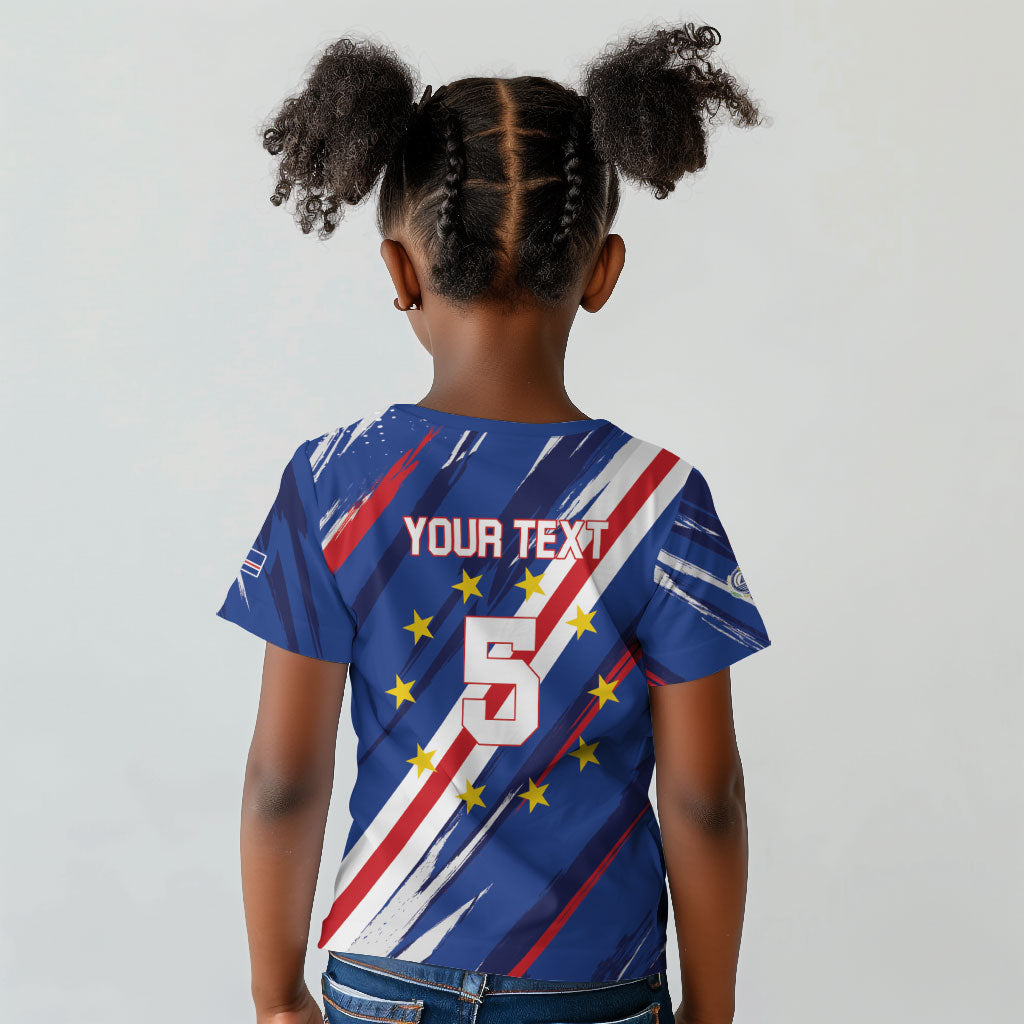 Custom World Football 2026 Cabo Verde Kid T shirt Tubaroes Azuis Victory