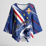 Custom World Football 2026 Cabo Verde Kimono Sleeve Blouse Tubaroes Azuis Victory